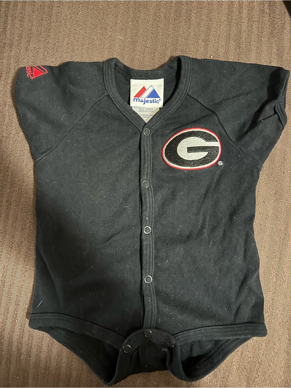 Baby Infant Majestic University Of Georgia Bulldogs Body Suit Size 12 Months